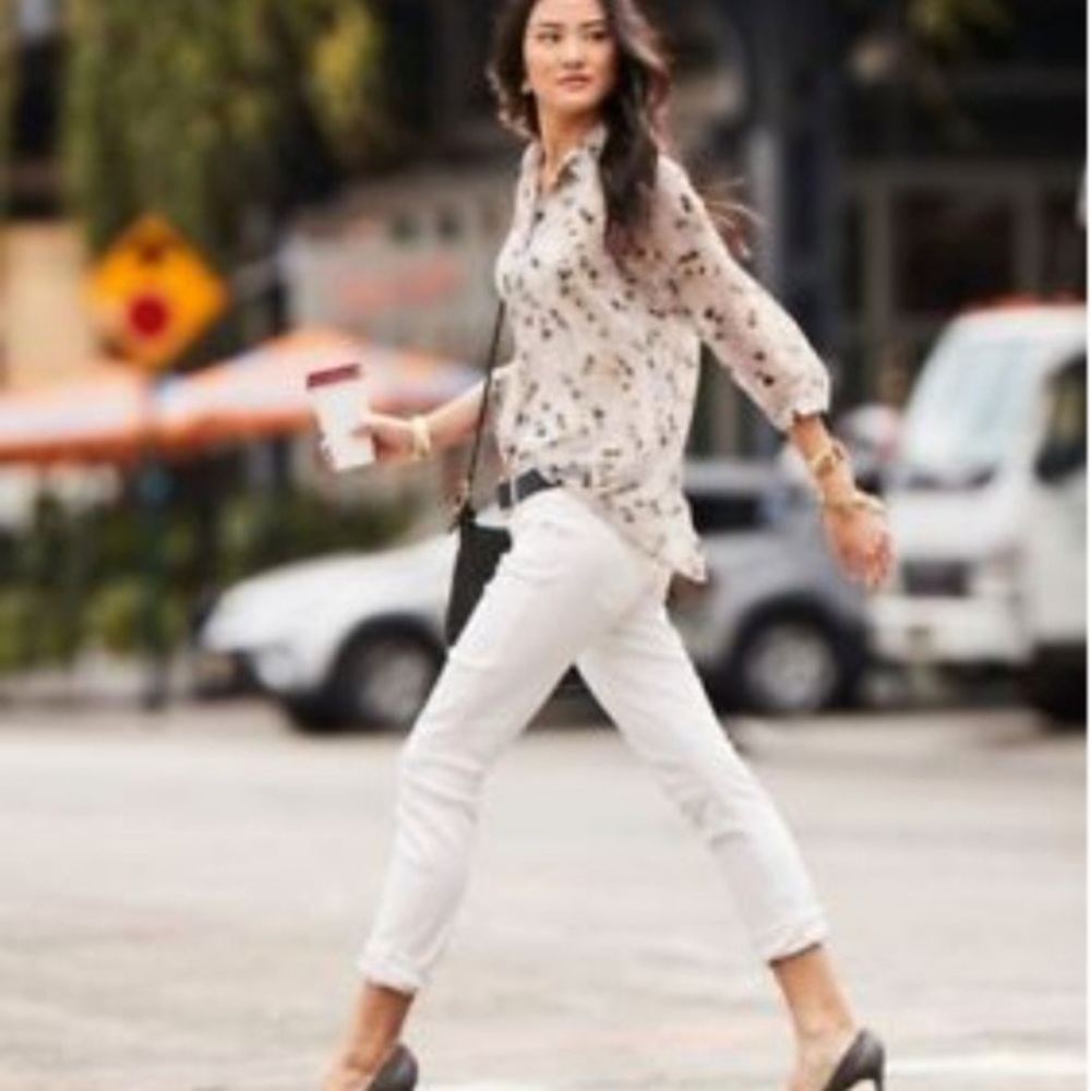 Cabi Matinee Tops Semi Sheer Floral Button Down XS